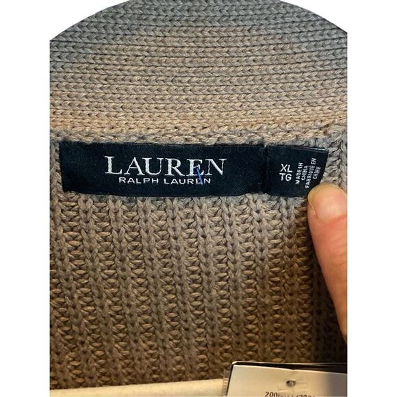 Lauren Ralph Lauren Wm’s XL Brown Heather Knit Wrap Cardigan Sweater Buckle Clos - Picture 6 of 7